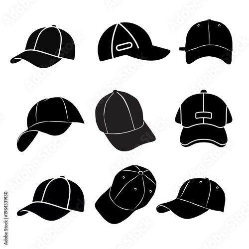 Cap and Hat Icon Set – Fashion Headwear Collection
