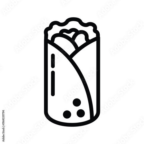 Burrito Icon - Stylized Food Illustration for Menus and Recipes