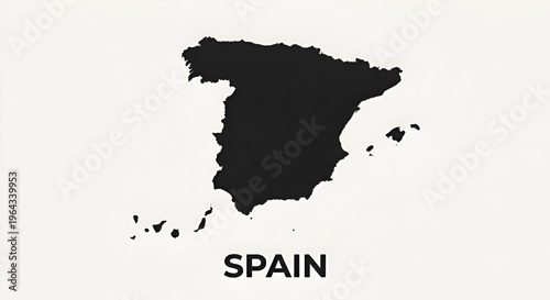 Minimalist black silhouette map of Spain