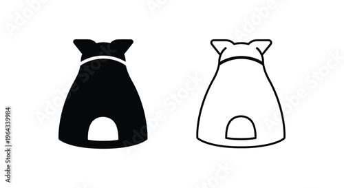Cat bag outline and solid icon Vector