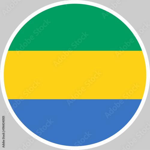Obraz na plátne Gabon National Flag Vector Illustration in Circle Shape, High Quality Design