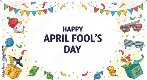 Happy April Fool’s Day Colorful Doodle Frame