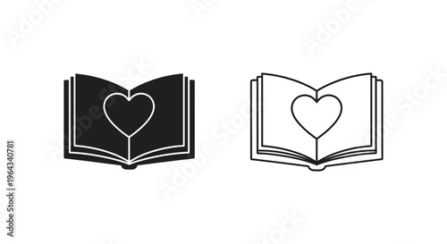 Heart book love symbol icon Vector