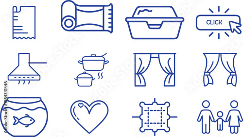 Blue line of household and web