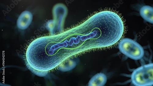 Microscopic view of bacteria cells.