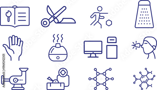 Blue line of various and actions