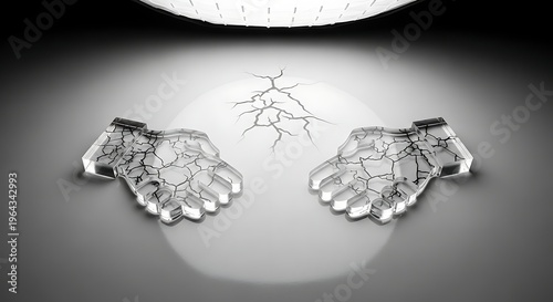 Hands with cracked skin and light.