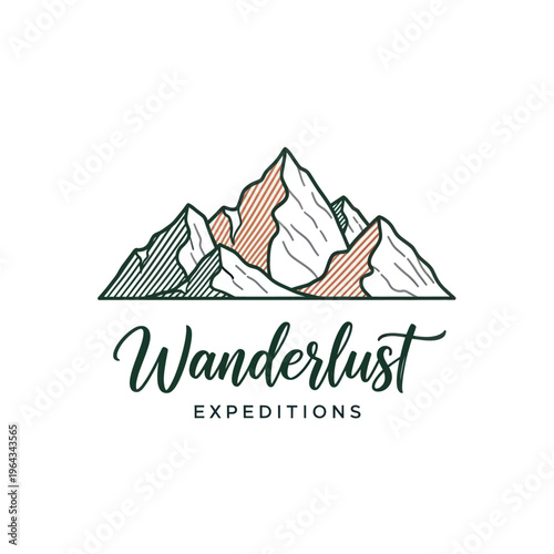 Wanderlust Expeditions Mountain Logo Design.