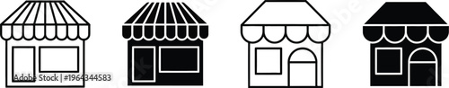 shop store icon symbol, online shopping marketplace icons . ecommerce shop market store sign Online shop icon set multiple style collection E-commerce concept vector illustration draw in linear style.