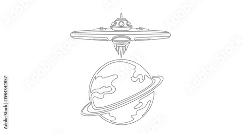 UFO spaceship hovering above planet Earth, science fiction, alien invasion concept