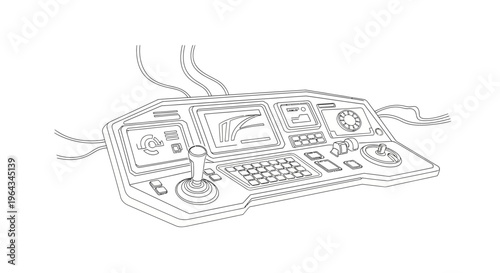Futuristic Control Panel with Joysticks, Buttons, and Screens - Technology Concept