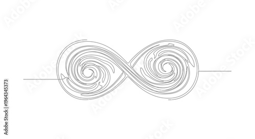 Abstract Infinity Symbol with Swirling Lines and Vortex Effect, Continuous Line Art