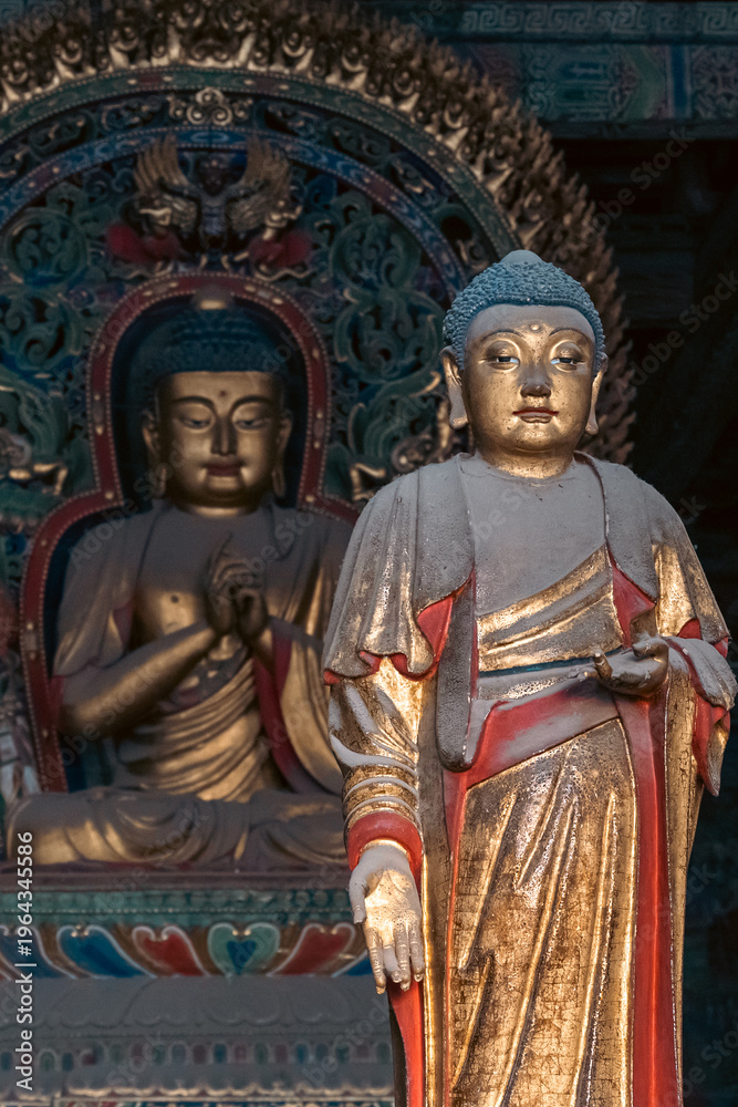 Fototapeta premium Exquisite Color-painted Sculpture in Huayan Temple, Datong, Shanxi, China, Liao Dynasty. 