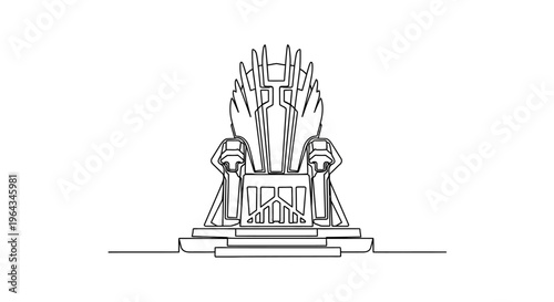Fantasy Throne Illustration, Minimalist Line Art, Power Symbol, Leadership Seat