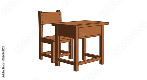 Vintage wooden school desk furniture.