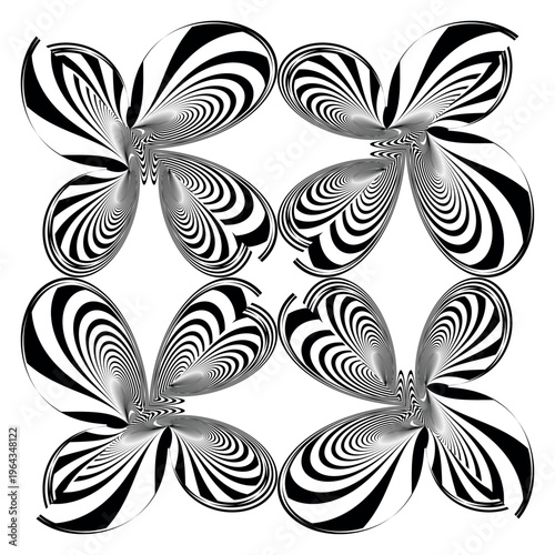 Quadro su tela op art creative dynamic pattern, ornament, modern abstract black and white backg