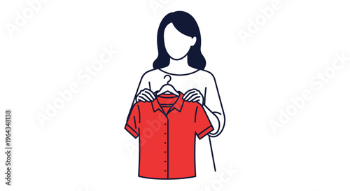 Woman Holding Red Polo Shirt.
