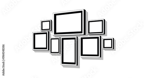 Collection of empty picture frames.