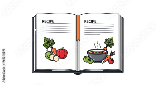 Open cookbook with vegetable recipes.