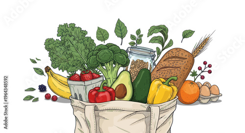 Fresh produce in a bag.