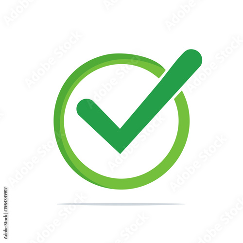 Green Check Mark Inside a Circle for Approval and Success