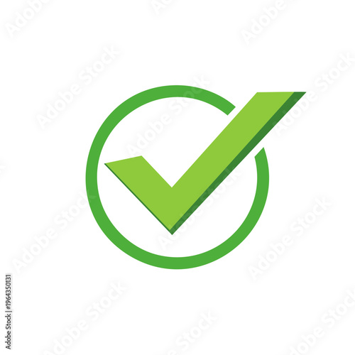 Green check mark inside a circle symbolizing approval, correctness, and a job well done.