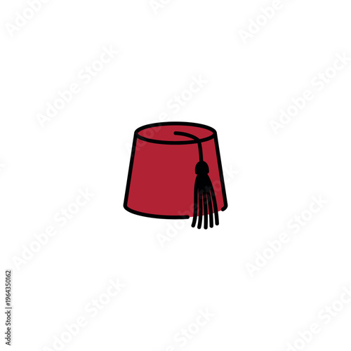 Red Fez Hat with Tassel.