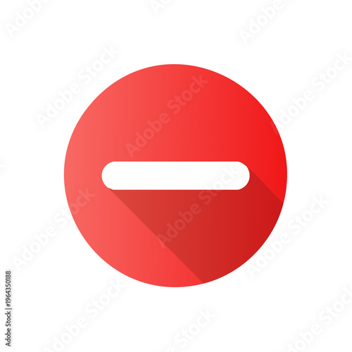 Red Circle Minus Symbol with Shadow