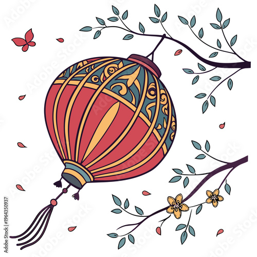 chinese lantern colorful on white background