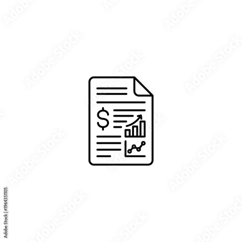 Financial report document icon line.