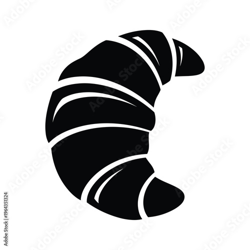 Black croissant icon, simple vector illustration, isolated on white background.