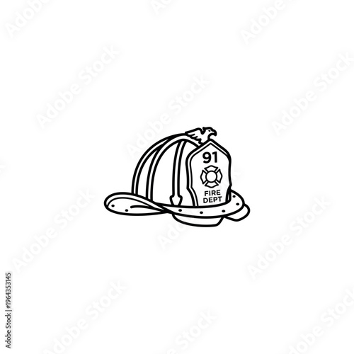 Firefighter helmet with number ninety one.