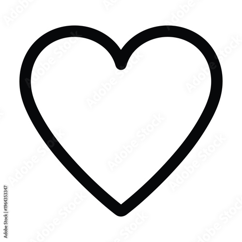 A black heart outline on a white background