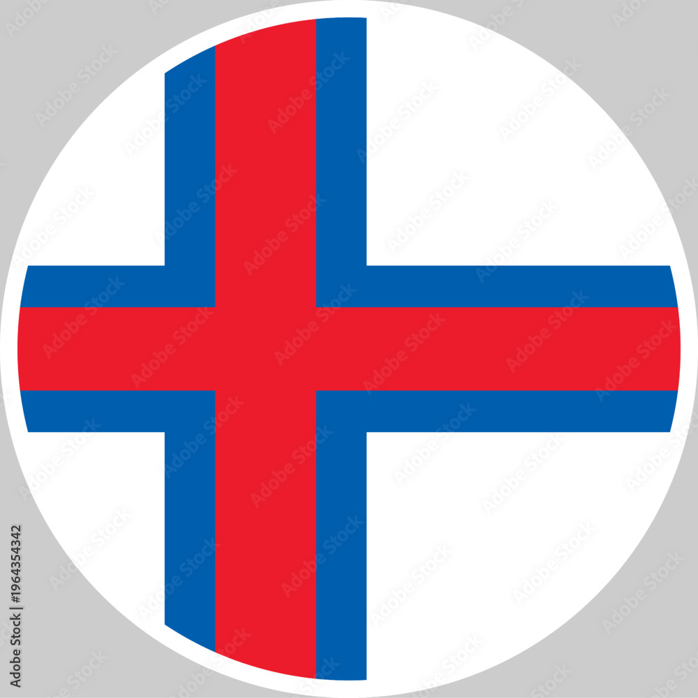 Fototapeta premium Faroe Islands National Flag Vector Illustration in Circle Shape, High Quality Design