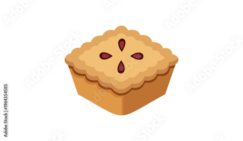 Isometric apple pie vector illustration isolated on white background 