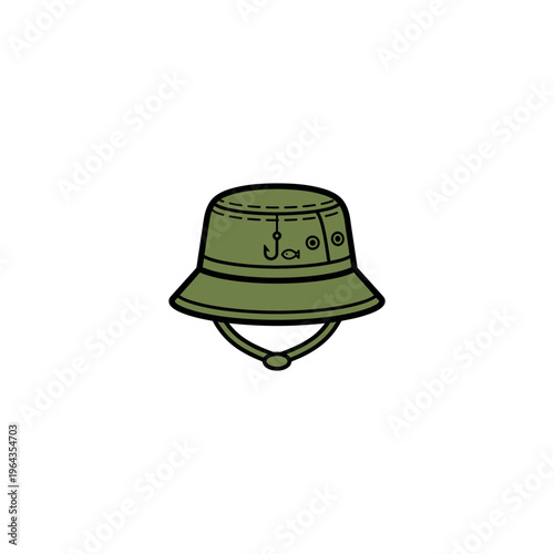 Green Bucket Hat with Strap.