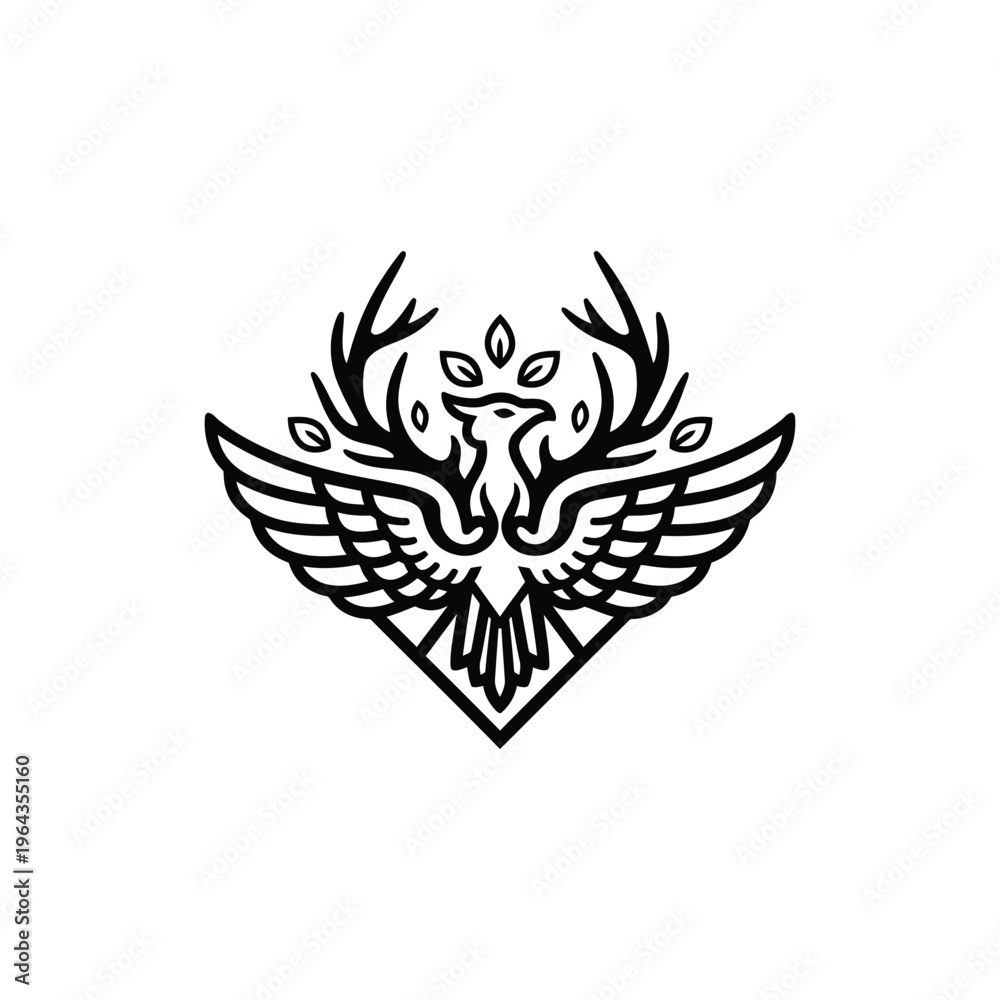 Fototapeta premium Black and white bird with antlers.