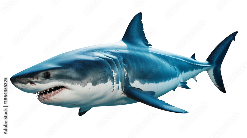 Fototapeta premium White shark swimming fish ocean isolated on a transparent background