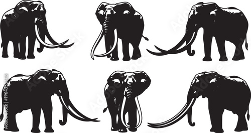 Solid Black Big Tusker Elephant Ivory Shapes
