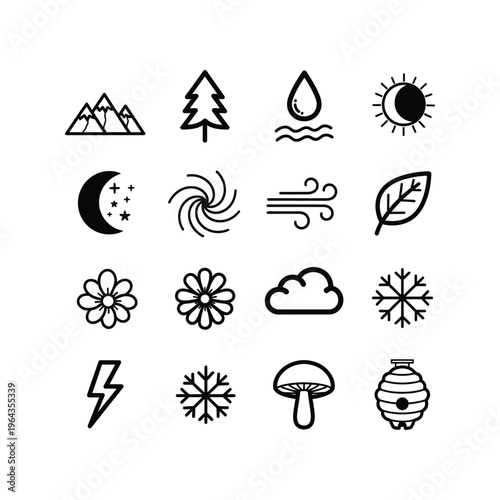Weather and Nature Icons Set Collection.