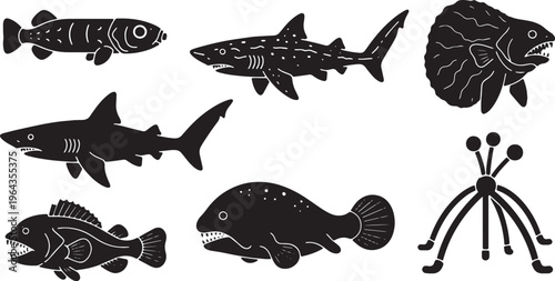 Bizarre and Unique Deep-Sea Fish Black Silhouettes