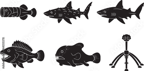 Bizarre and Unique Deep-Sea Fish Black Silhouettes