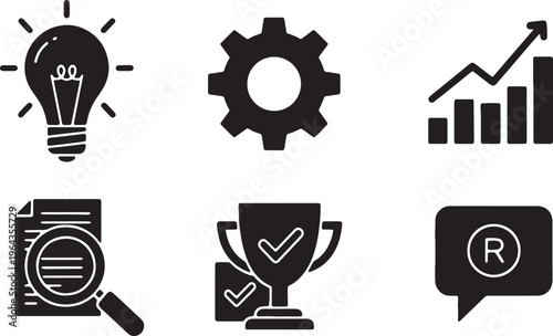 Business Project Lifecycle and Process Stages Silhouettes