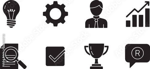 Business Project Lifecycle and Process Stages Silhouettes