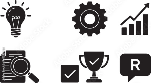 Business Project Lifecycle and Process Stages Silhouettes