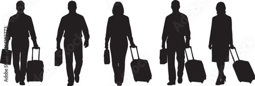Business Traveler and Corporate Commuter Silhouettes in Motion