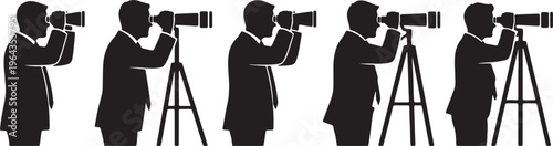 Business Vision and Future Foresight Silhouettes on White