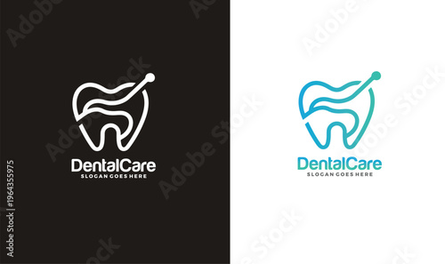 Dental care logo design with tooth and slogan placeholder