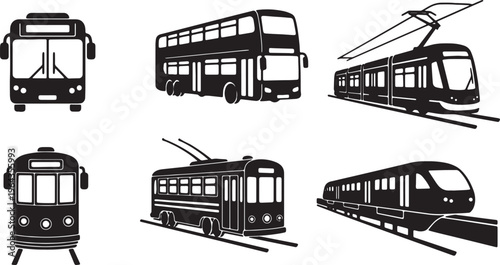 Black Solid Automotive Parts and Engine Silhouettes Set