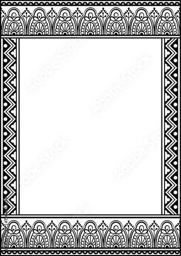 Rectangular ornate classic framework. Black and white colors. Includes set of seamless pattern brushes.